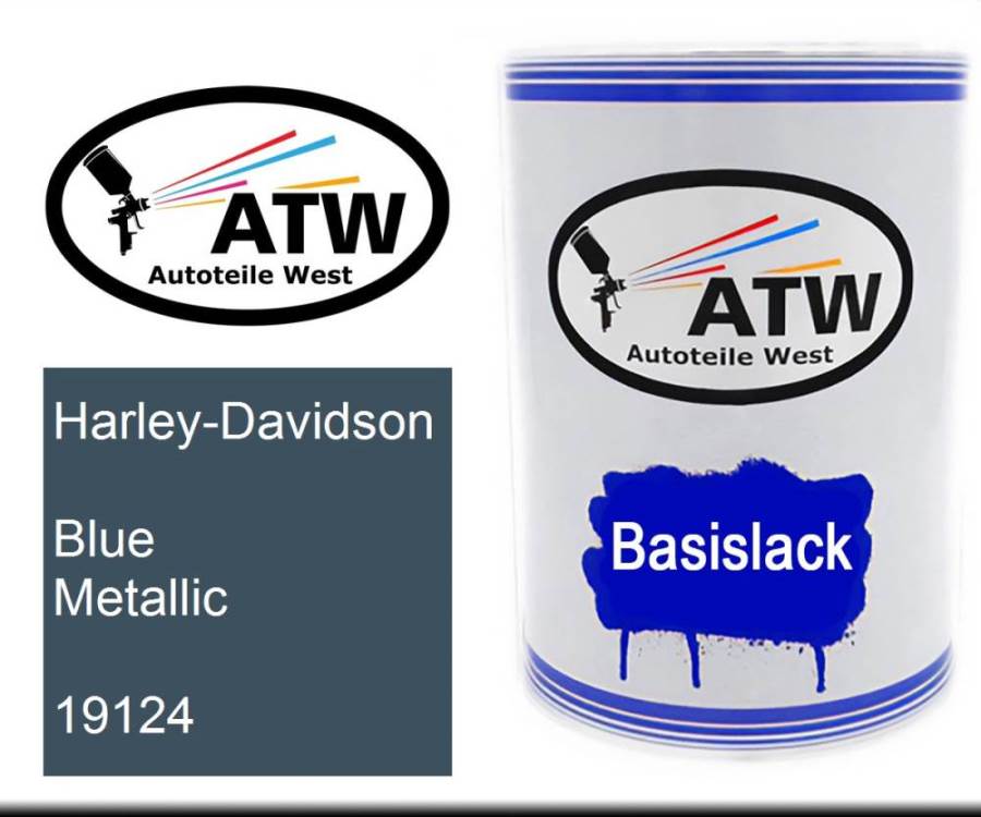 Harley-Davidson, Blue Metallic, 19124: 500ml Lackdose, von ATW Autoteile West.